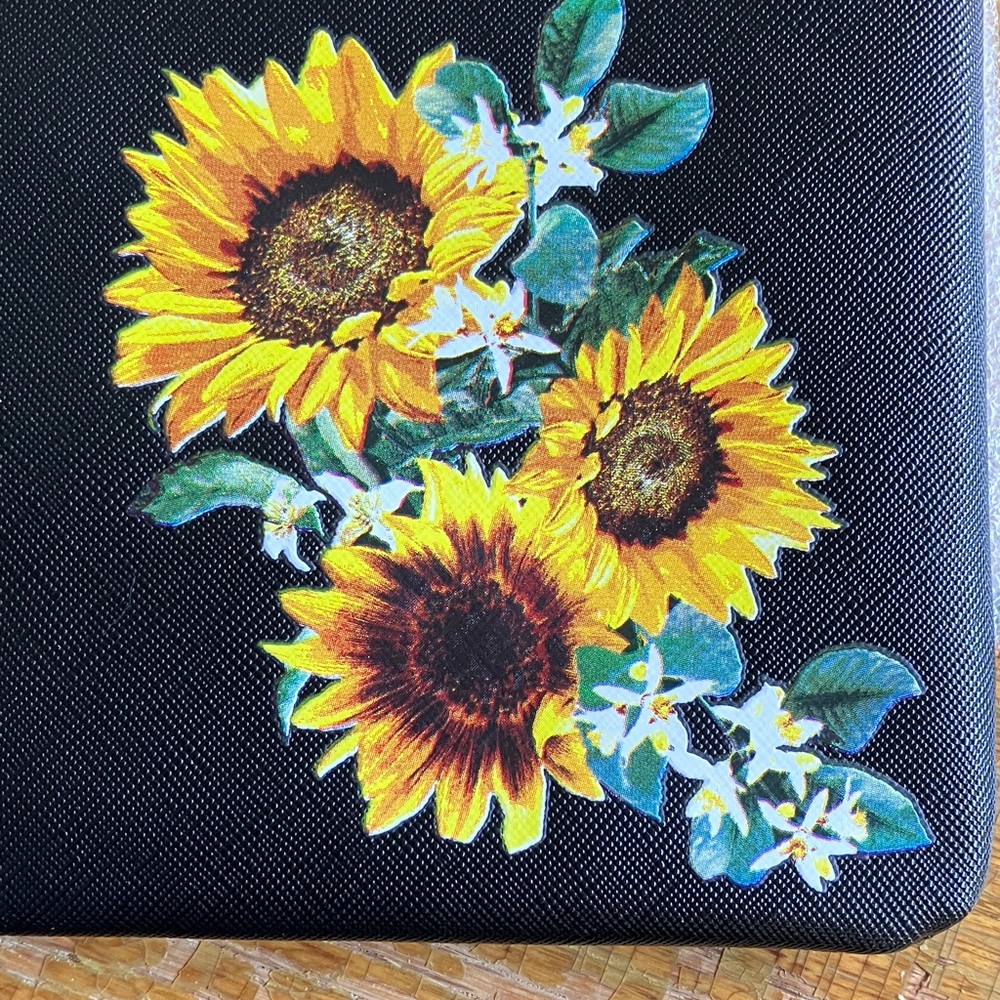 Black Studded Clutch with Sunflower Design - Picture 3 of 7